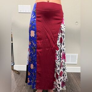 Diane Von Furstenberg Red and Blue Floral A-Line Skirt